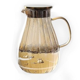 1.7 Liter/58oz Glass Pitcher with Lid Water Carafe Jug with Spout Handle for Hot/Cold Water Tea Beverage Stove & Refrigerator Safe