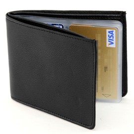 FISHTEC - Anti-RFID Wallet (Radio Identification) - Genuine Leather - Capacity 24 Cards - Bill Compartment - Aluminium Lining - Anti-Theft - Card Holder, black, Elegant