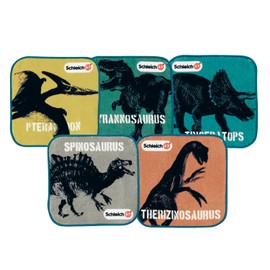 Belle Maison Schleich Towel Handkerchief, Mini Mini, Set of 5 Patterns, Dinosaurs, School Commutes, Boys