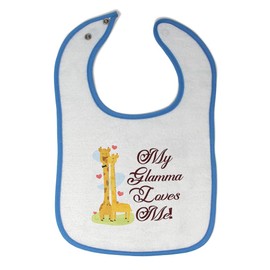 Toddler & Baby Bibs Burp Cloths Grandma Grandmother My Glamma Loves Me! Cute Giraffes Grandma Grandmother Glamorous Cotton Baby Items for Baby Girl & Boy White Blue Design Only