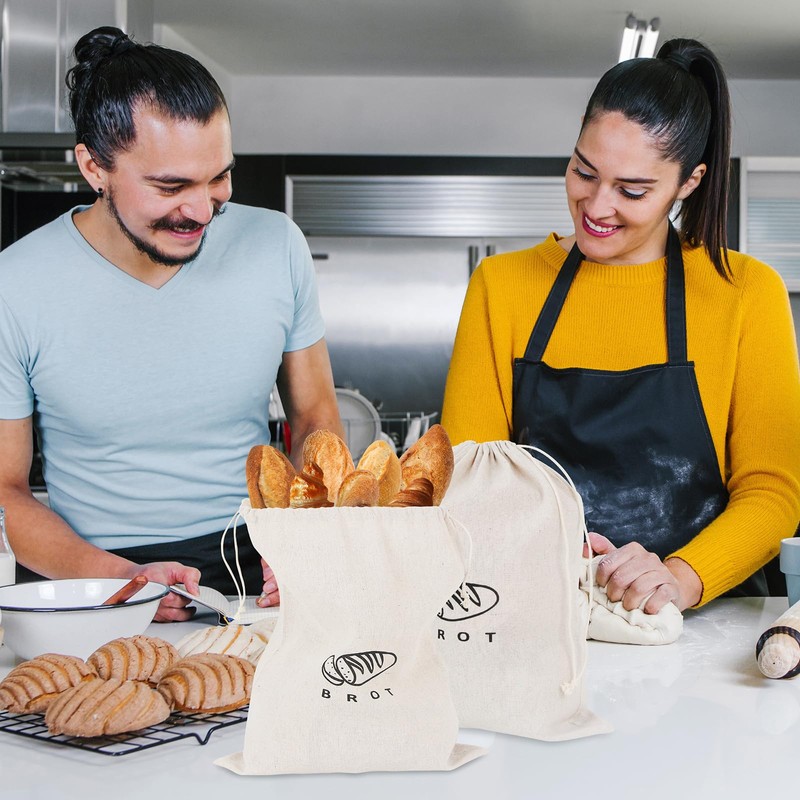 Pack of 3 Linen Bread Bags, Bread Bags Storage, Keep