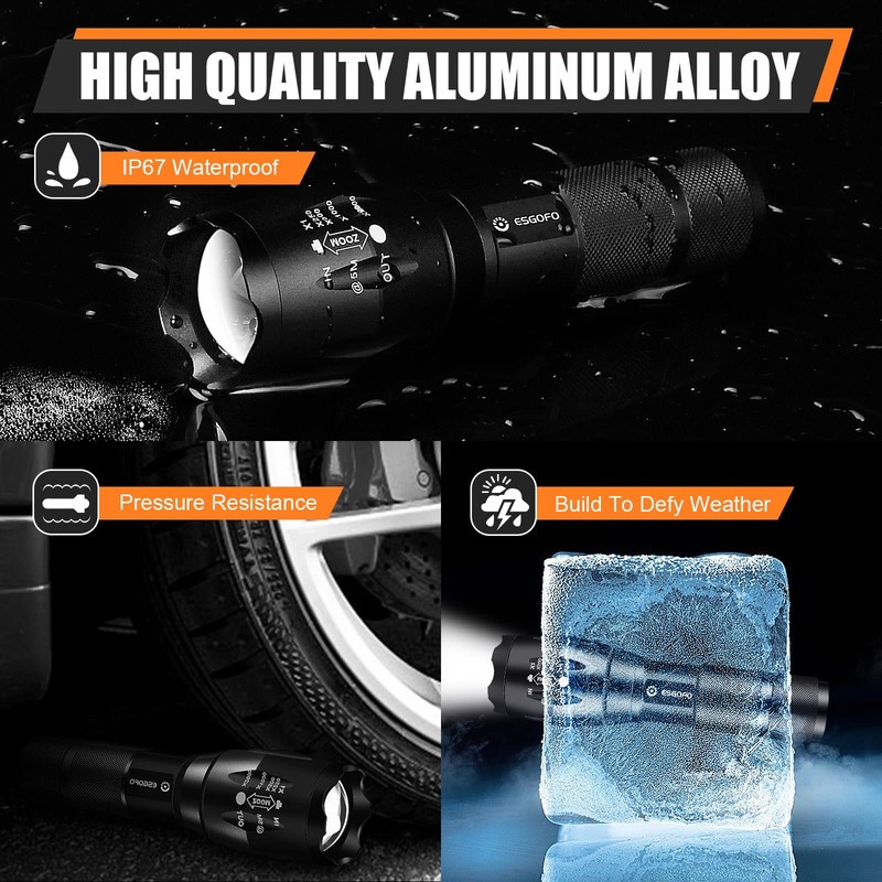 Esgofo LED Flashlights 2 Pack Bright Powerful EDC Handheld Flash