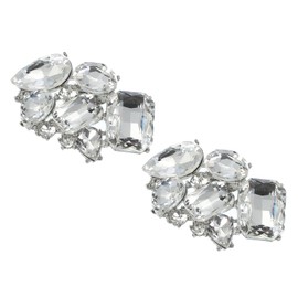 PATIKIL Rhinestone Shoe Clips, 1 Pair Detachable Classic Fashion Sparkling Bow Heels Accessories Decoration for Wedding Bridal Prom Party Daily Wearing Silver