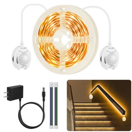 Dual Motion Sensor LED Light Strip 19.7ft Warm White for Stairs Bed Indoor