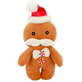 Giftable World Holiday Plush Pet Toy Fun for Christmas Designs with Squeaker Dog Chew Toy (8" Jolly Ginger w/Squeaker & Crinkle)