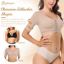 Joyshaper Women's Arm Shaper Posture Correction Top Front Closure Bra Figure Shapewear Undershirt with Post Surgical Compression Upper Arms, #1 Beige