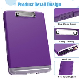 Hongri Clipboard with Storage with Pen Holder, Folder Nursing Clip Board 8.5 x 11 Foilo-Side Opening, High Capacity, Light Weight for Teachers, Classroom. Size 14 x 9.6 x 1.2 in(Purple)