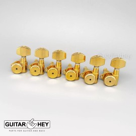 Hipshot NEW Hipshot 6 inline Open-Gear Grip-Locking Non-Staggered HEX LEFT-HANDED - GOLD