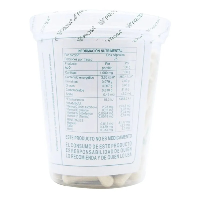 Ajo 150 Cap-prosa Sabor Sin Sabor