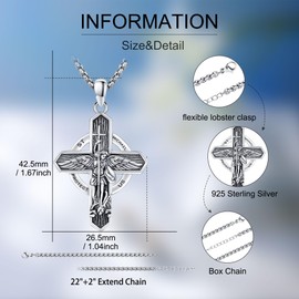 DRINSPER St Michael Pendant For Men Women 925 Sterling Silver Archangel Michael Necklace Patron Saint Cross Medals Amulet Religious Protection Jewelry Gifts for Graduate Christmas