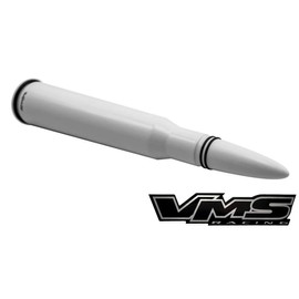 VMS Racing 50 Caliber WHITE BULLET ANTENNA with Black RINGS in Heavy Gauge CNC Machined Billet Aluminum Short Compatible with Nissan Frontier 97-19 1997-2019