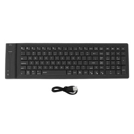Foldable Silicone Keyboard 108 Keys Waterproof Full Sealing Design Mute Typing Foldable Keyboard Black