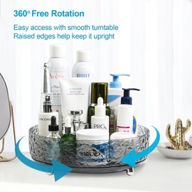 Makeup Perfume Organizer Tray 360° Rotating Lazy Susan, Spinning Organizer and Skincare & Cosmetics Storage with Large Capacity for Vanity, Kitchen, Bathroom Countertop, Water Ripple