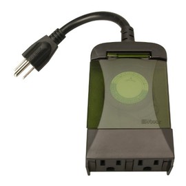 Woods 50011 Outdoor 24-Hour Plug-in Mechanical Timer with 2 Grounded Outlets; Energy Saving; Quick Tool Free; Weatherproof Housing; Programmable Settings; 6-Inch Cord; Black