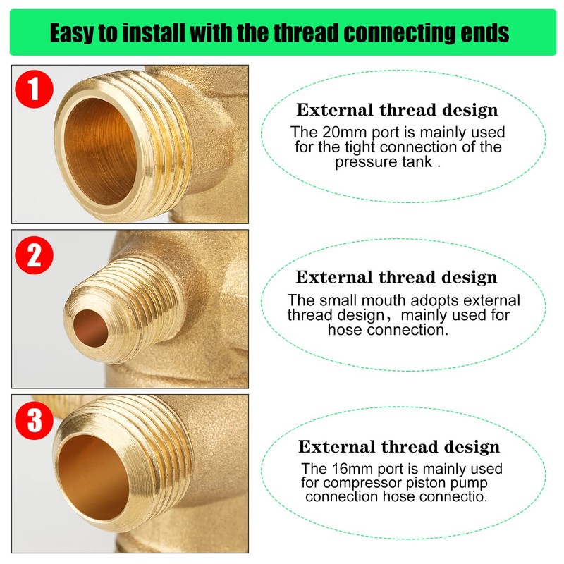3 Way Check Valve Male Thread 3-Way Brass Air Compressor