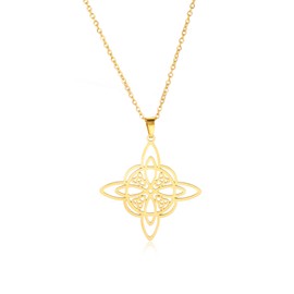 LIKGREAT Witch's Knot Necklace Witchcraft Pendant Irish Celtic Knot Pagan Wiccan Symbol Charm Good Luck Protection Vintage Jewellery for Women Girls (Style 2-Gold)