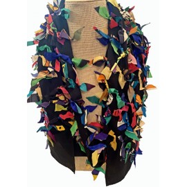 Handmade Silk Oblong Scarf with Recycled Brightly Colored Hand Knotted Silk Fabrics - LRW DESIGNS
