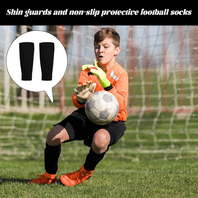 Kids Sock Sleeves,3 Pairs Football Sock Sleeves,Black Elastic Shin Pad