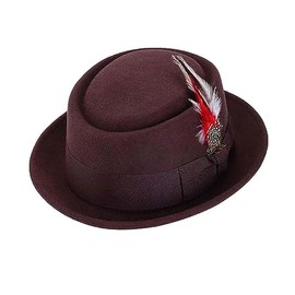 CASUALKING Mens Hats Trilby Hat Pork Pie Hats for Men Classic Textured Pork Pie Hat Outdoor Hat Men's Hats & Caps Mens Summer Hats for Men Beach Hat Trilby Hats for Men-Red-S 56 cm