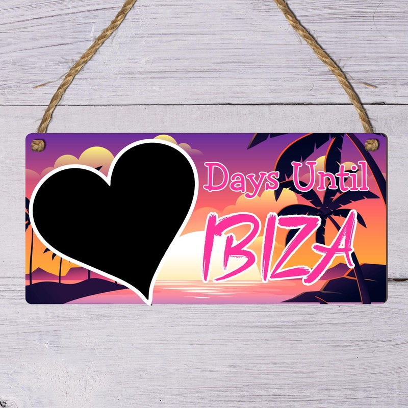 Days Until Ibiza Holiday Countdown Chalkboard Plaque – Vibrant Sunset