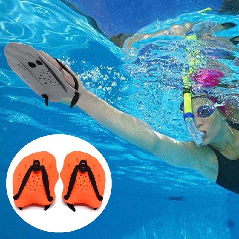 1 Pair of Swimming Hand Paddles Adjustable Swimming Training Aid