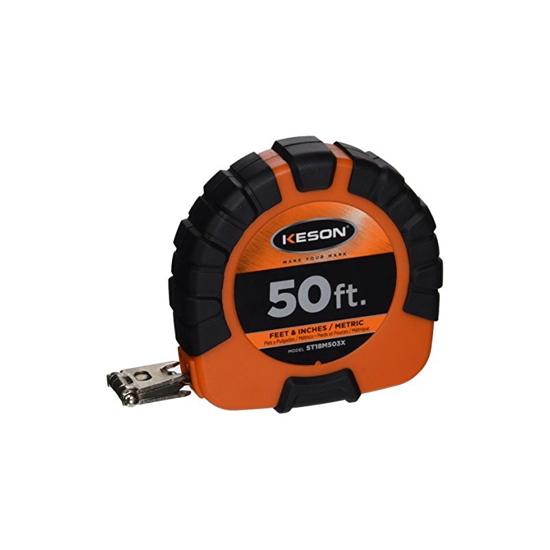 Keson ST18M503X Closed-ABS Housing Steel Tape Measures, Speed Rewind (Graduations: