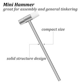 2pcs Dual Head Small Hammer for Fiddly Job, Plastic Head and Metal Head, 7 Inches Length, Smooth Grip, Jewelry Mallet, Mini Mallet for Watch, Tuning, Woodworking, Toys, Handcraft, Leather, Instruments