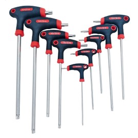 Kimlonton T-Handle Long Torx Wrench T10 T15 T20 T25 T27 T30 T40 T45 T50 9 Pack Cr-v Steel Star Hex Robes Wrench Set Compatible with Anti-Twist Screws