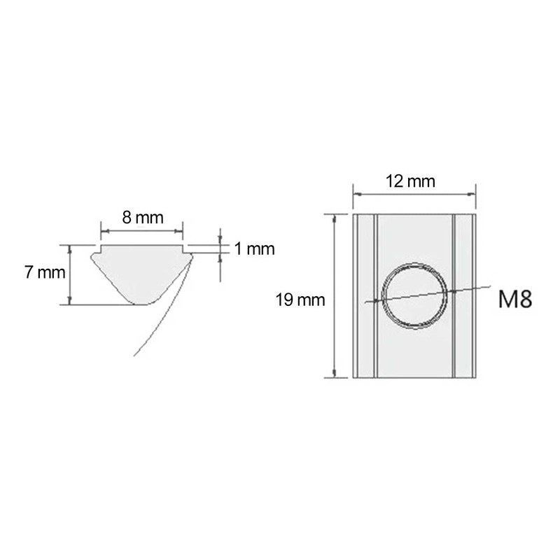 SCHMIDT systemprofile 50x T-Slot Nut M8 Slot 8 Sliding Nut