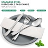 LOROTOCO 100Sets Pre Wrapped Disposable Silverware Set Heavy Duty Stainless