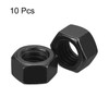 sourcing map 3/8-16 Hex Nuts, Carbon Steel Grade 8.8 Black