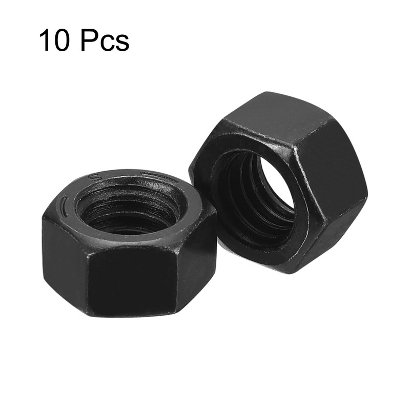 sourcing map 3/8-16 Hex Nuts, Carbon Steel Grade 8.8 Black