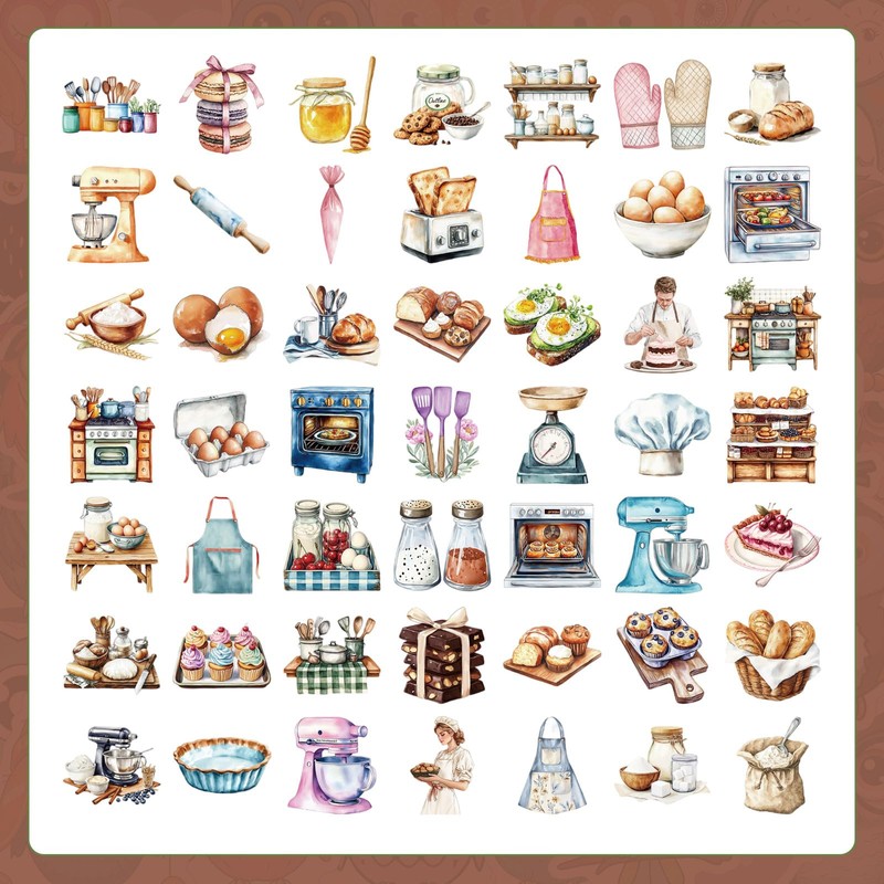 Bubaxuce Funny Baking Stickers 100 Pieces Realistic Transparent Bakery PET