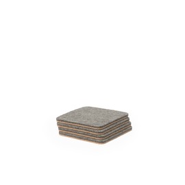 Oakywood Felt and Cork Cup Coasters for Desk Protection and High Temperature Insulation Absorbent Handmade 100% Natural Materials Merino Wool 95x95mm Grey 1 Set x 4Pcs