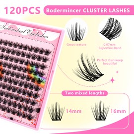 Bodermincer Lashes Clusters 10-12-14-16mm Mixed/14-16-18mm Mixed Lashes Extension Kit lash Clusters Lashes Wispy Eyelash Extension Individual False Eyelash Bunche (16mm)