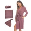 WINROLA Maternity Robe with Matching Swaddle Set, Mommy Me Set