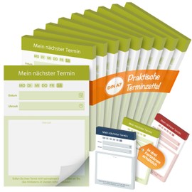 Printino Appointment Pads - A7 Appointment Pads - 10 Pads with 500 Appointment Cards - Offset Paper 80 g/m² - Large Stamp Field - Clear Textured - 3 Colours - for Practices, Studios, Hairdresser