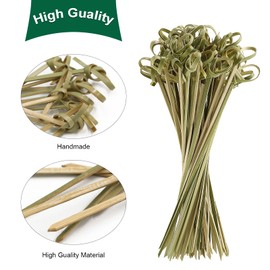 200 Pack Bamboo Knot Cocktail Picks 4.7 Inch, Long Fancy Toothpicks with Looped Knot, Food Picks for Appetizers Christmas Wedding Party Food Fruit Drinks Garnish Skewer Sticks (4.7 In)