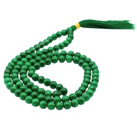 Amazing Gemstone Malachite Mala Beads - 108 Prayer Beads for Meditation and Mindfulness Practice, Handcrafted Mala Beads with Natural Gemstones for Spiritual Healing and Relaxation (Plain)