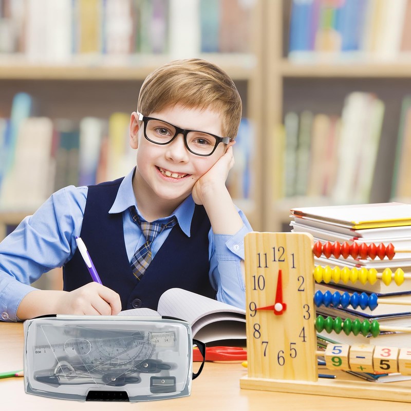 Maths Set, 10pcs Maths Set in Carry Case, Geometry Compasses