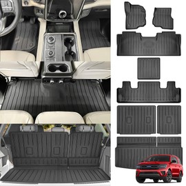 JTYZSM Cargo Mats & Floor Liner for 2018-2024 Ford Expedition/Lincoln Navigator 7 Seats(Not for Max or L Models), Rear Seat Back Floor Trunk Liners for 18-24 Expedition/Navigator 2 Row Bucket Seat