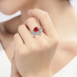 4CT Heart Engagement Rings for Women 925 Sterling Silver Promise Rings for Her 5A CZ Cubic Zircon Statement Wedding Rings Set for Women Christmas Mom Valentine's Day Gifts (Rudy, 8)