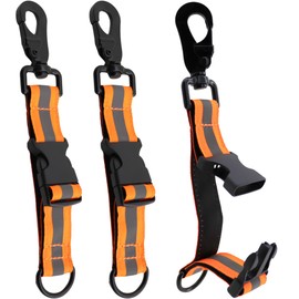 [ 2 Pack ] Firefighter Gloves Strap with D-RING | Secure Grip, Heavy Duty Buckle, Reflective Strips (Orange)