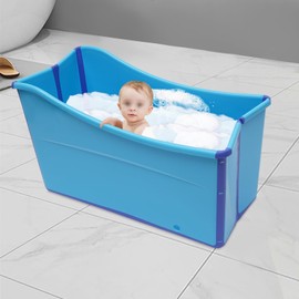 Portable Folding Bathtub, Adult Collapsible Bathtub SPA Soaking Bath Bucket Foldable Freestanding Water Tub for Home Sauna Spa Soaking Bath Sweat Steaming with Lid & Drain Hose