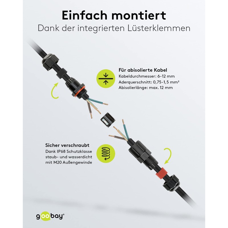 Goobay Kabelverbindungsst ck 7,5 cm IP68