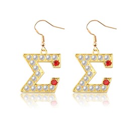 CHOORO Sorority Necklace/Earrings 1922 Sorority Greek Sorority Jewelry Gift (sigma pearl earring)