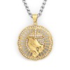 Fachoice Gold Prayer Hand Circle Pendant for Men Iced Out