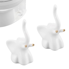 UFURMATE Toilet Floor Bolt Caps, 2Pcs Ceramic Cute Animal Toilet Screw Cover Elephant Shape Toilet Bolt Covers Decorative Caps for Bottom of Toilet