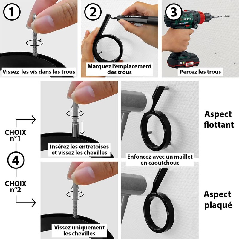 Black Floating Four Road Screw On House Number 12.5cm (4)