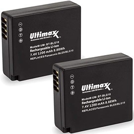 Ultimaxx BLG10 Extended Life Batteries (2-Pack) (1200mAh) for Panasonic Lumix DC-GX9, DC-LX100 II, DC-ZS200, DC-ZS70, DC-ZS80, DMC-GX80, DMC-GX85, DMC-ZS60, DMC-ZS100, DMC-GF6, DMC-GX7K, DMC-LX100K